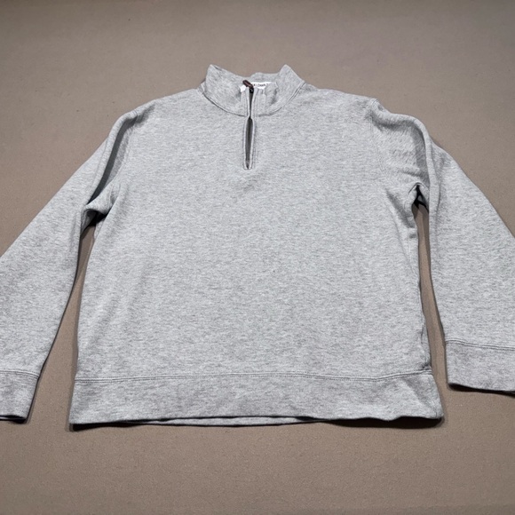 Lands' End Men's Light Gray Quarter Zip-Up Sweater - Picture 2 of 9